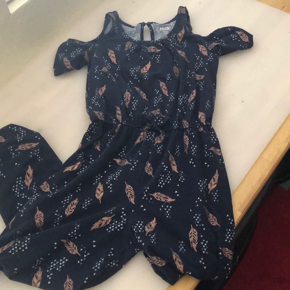 A navy blue romper